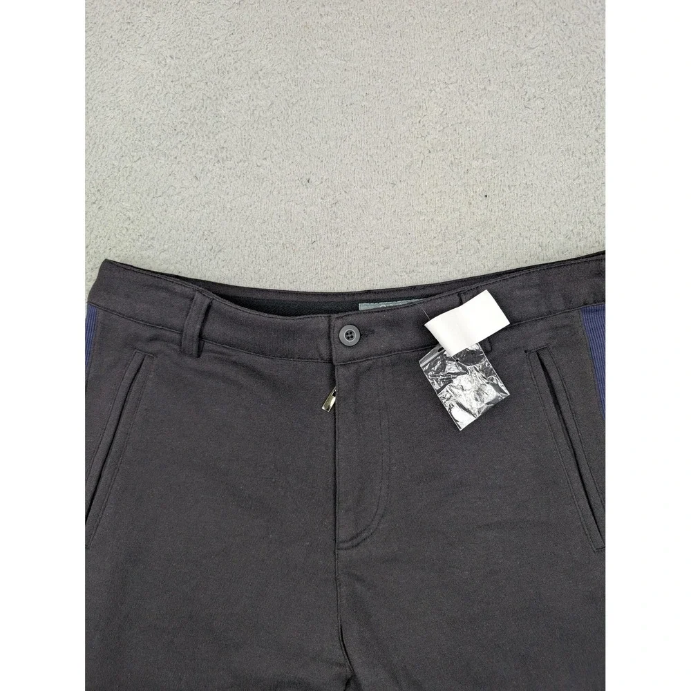 Gray Saks Fifth Avenue Shorts Mens XL Black Blue‎ Side Stripe Zip Fly Pocket
